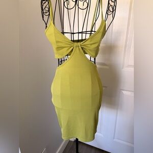 SHEIN Lime Cutout Ribbed Midi Dress